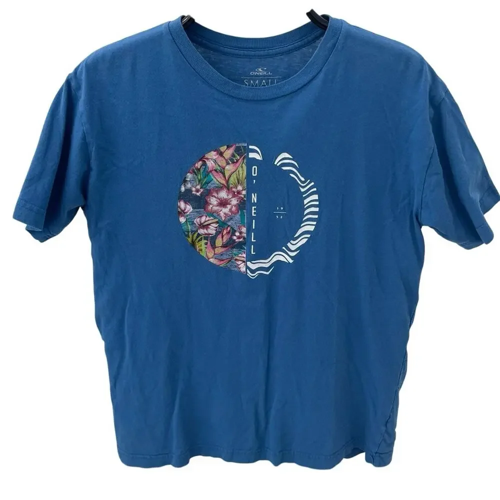 O'neill Floral Hibiscus Wave Blue Graphic T-shirt ~ Men's SM